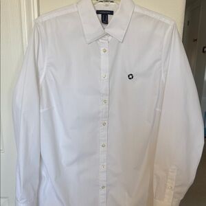 Lands' End Women White Dress Shirt
